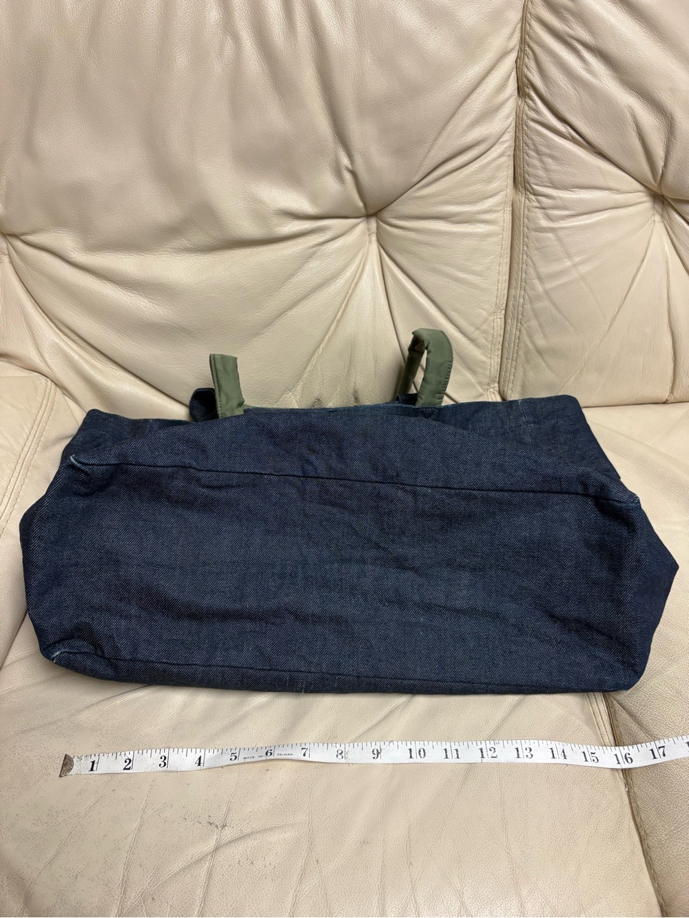 SACAI x APC Large Denim Tote Bag Reversible Green Nylon Bomber Jacket Style - Picture 3 of 13